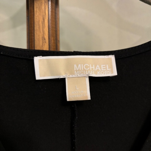 Michael Kors Butterfly Sleeve Black Top with Gold Zipper, Size L - Picture 2 of 8